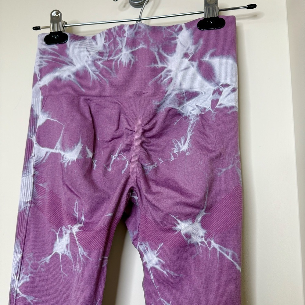 Romwe High Waist Scrunch Leggings | Butt Lifting Effect Rose Tye dye Lightning - Picture 6 of 8